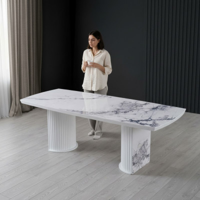 Table à manger de luxe en bois et marbre, nouvelle et moderne