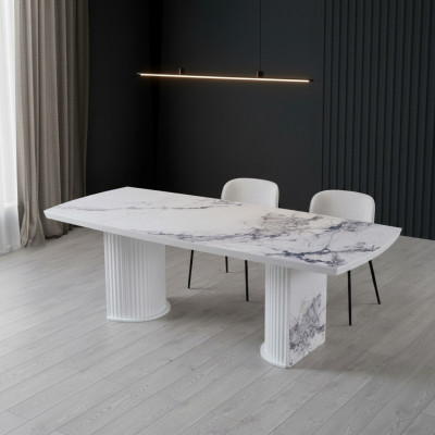 Table à manger de luxe en bois et marbre, nouvelle et moderne