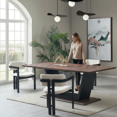 Table à manger de luxe meubles de salon bois acier design nouvelles