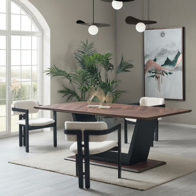 Table à manger de luxe meubles de salon bois acier design nouvelles