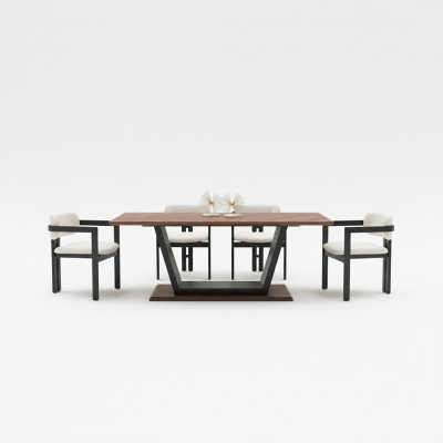 Table à manger de luxe meubles de salon bois acier design nouvelles