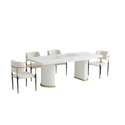 Table à manger de luxe Table à manger moderne en bois blanc