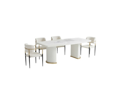 Table à manger de luxe Table à manger moderne en bois blanc