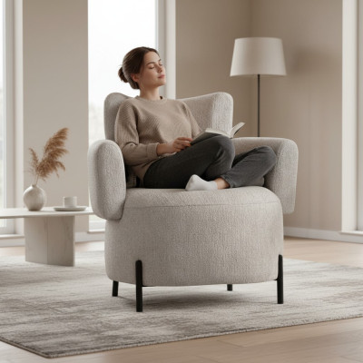 Fauteuil de luxe nouveau revêtement design salon moderne bois textile nouveau