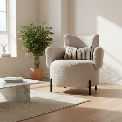 Fauteuil de luxe nouveau revêtement design salon moderne bois textile nouveau
