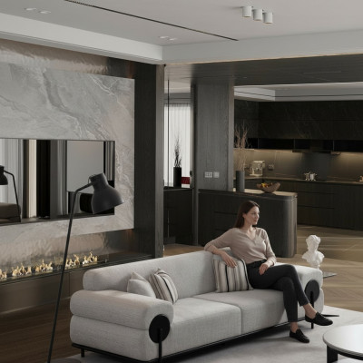 Canapé 3 places en tissu design moderne gris
