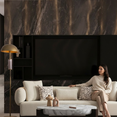 Canapé moderne 3 places en tissu et bois de luxe neuf