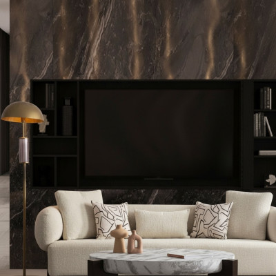 Canapé moderne 3 places en tissu et bois de luxe neuf