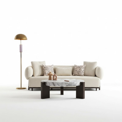Canapé moderne 3 places en tissu et bois de luxe neuf