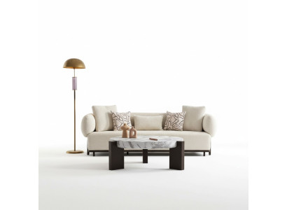 Canapé moderne 3 places en tissu et bois de luxe neuf