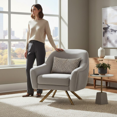 Fauteuil moderne en bois design 1 place moderne rembourré