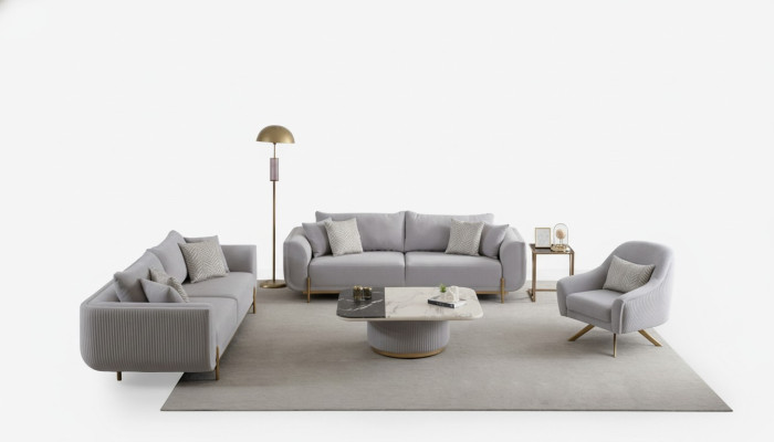 Canapé 3+3+1 places Nouveau Design Canapés Fauteuils Tissu Relax Moderne