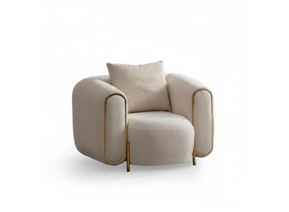 Fauteuil de luxe beige style salon recouvert de textile moderne