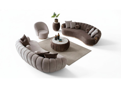 Ensemble de canapés 3+3+1 places complet en tissu moderne pour salon