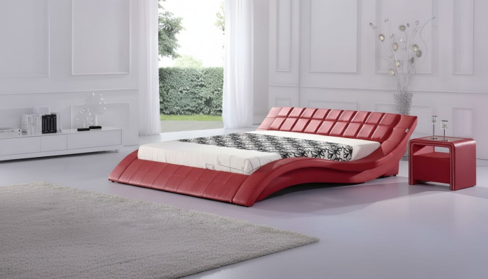 Lit double design rouge luxueux lit d'hôtel 180x200