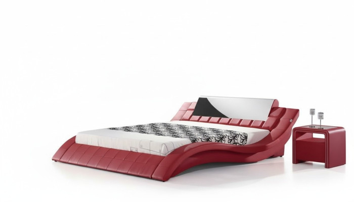 Lit double design rouge luxueux lit d'hôtel 180x200