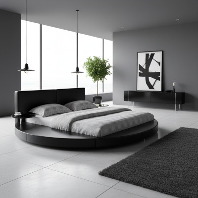 Lit double de luxe de taille hôtelière pour chambre d'adolescent de couleur noire