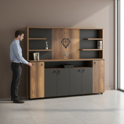 Mobilier de bureau armoire marron gris