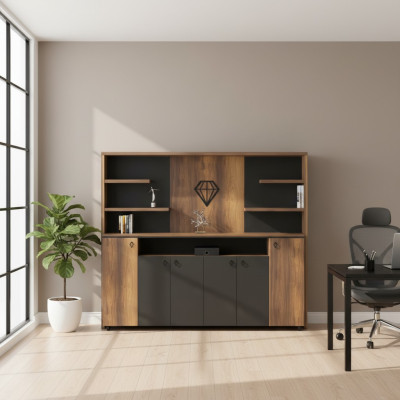 Mobilier de bureau armoire marron gris