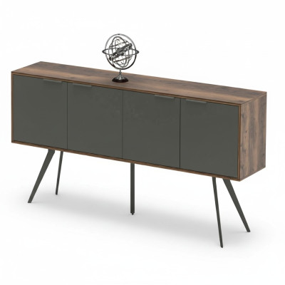 Buffet rectangulaire en bois gris marron pour bureau et salon