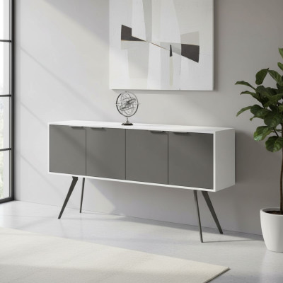 Meuble de rangement de bureau avec tiroirs gris blanc