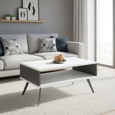 Table basse moderne en bois avec espace de rangement blanc