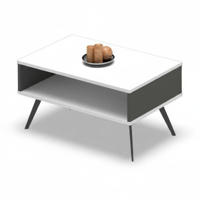 Table basse moderne en bois avec espace de rangement blanc