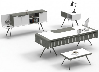 Ensemble de bureau blanc table mobile en bois