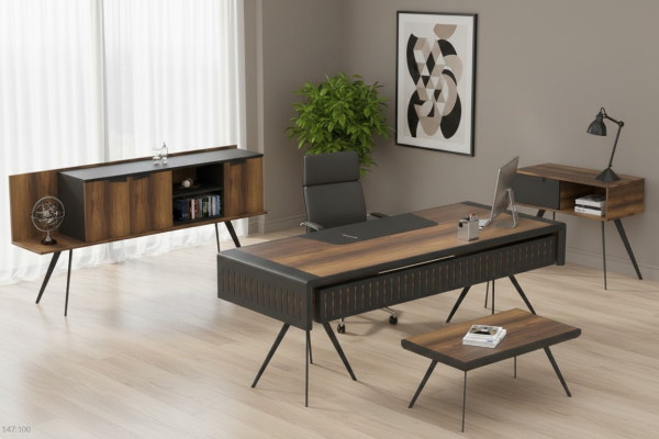 Ensemble de bureau marron table table d'appoint table en bois