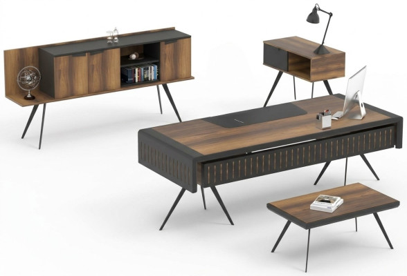 Ensemble de bureau marron table table d'appoint table en bois
