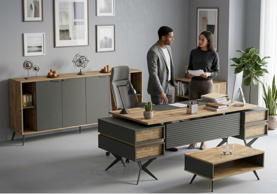 Table basse de bureau, table, buffet, commode beige, mobilier de bureau