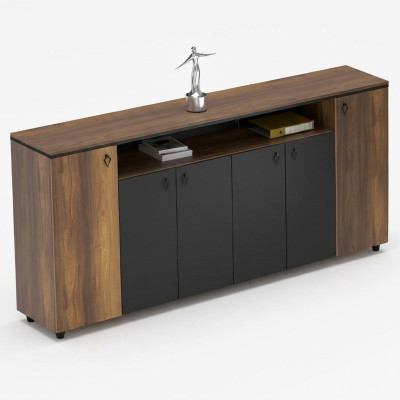 Crédence mobile avec portes pour bureau marron noir