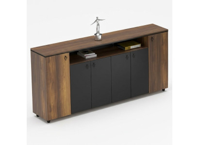 Crédence mobile avec portes pour bureau marron noir