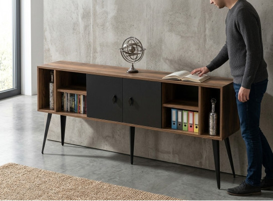 Meuble de bureau armoire commode marron noir