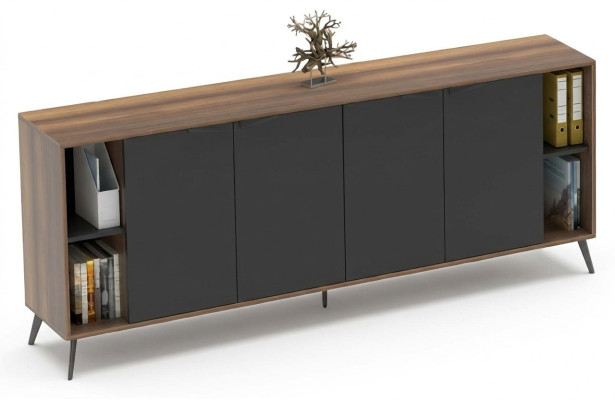 Meuble d'appoint Mobiletto Armoire de bureau Étagère pour documents Chambre de travail Marron Noir
