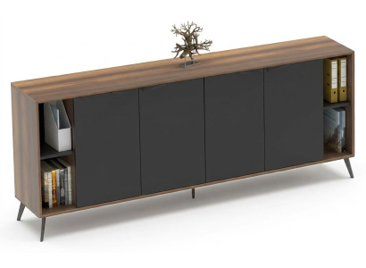 Meuble d'appoint Mobiletto Armoire de bureau Étagère pour documents Chambre de travail Marron Noir
