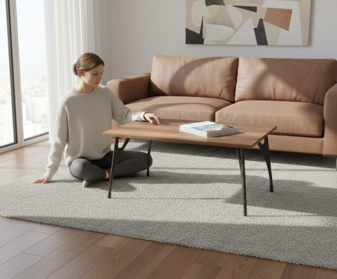 Table basse marron en bois pour bureau