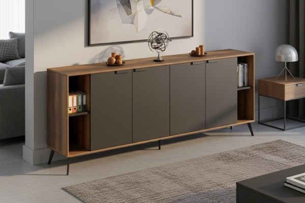 Commode Sideboard meuble pour bureau armoire marron noir