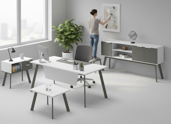 Ensemble de bureau complet table buffet commode table basse 4 pièces