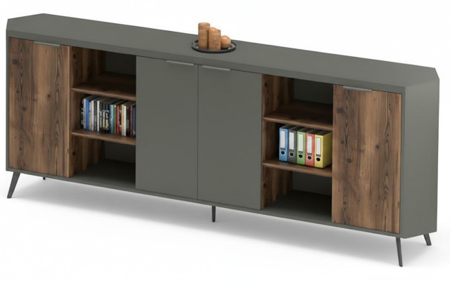 Armoire de bureau indépendante en bois gris marron