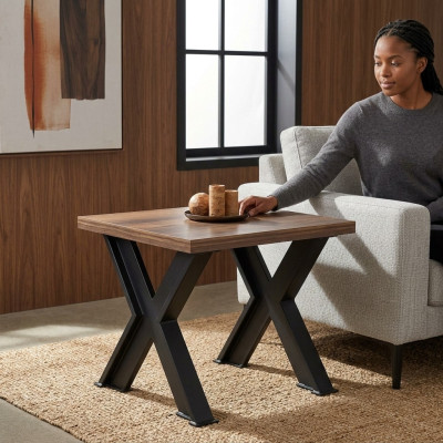 Table basse de café table latérale pieds en X mobilier de bureau