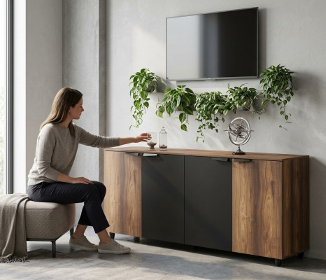 Armoire de bureau buffet commode chambre de travail marron noir