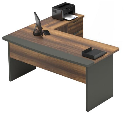 Ensemble de bureau table console table basse conteneur en bois gris marron