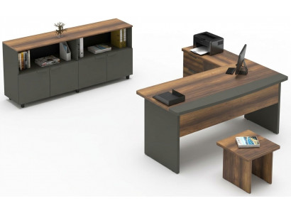 Ensemble de bureau table console table basse conteneur en bois gris marron