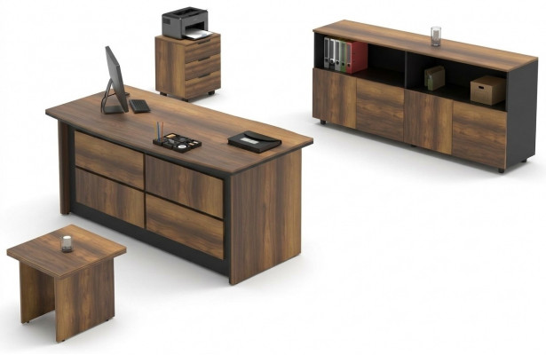 Bureau de bureau, meuble, buffet, table basse en bois marron