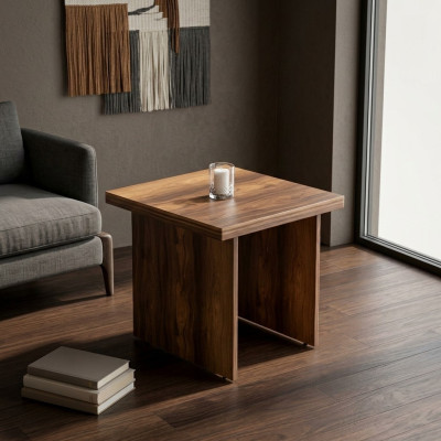 Table carrée en bois, table d'appoint mate, bureau, marron