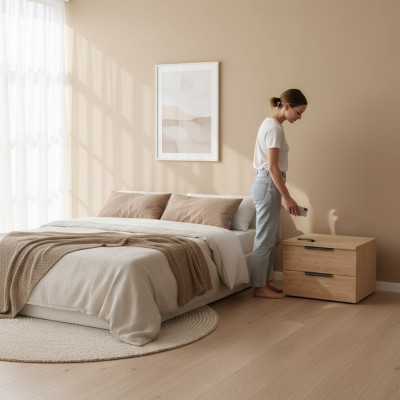 Armoire murale avec 2 tiroirs étagère murale armoire suspendue Beige
