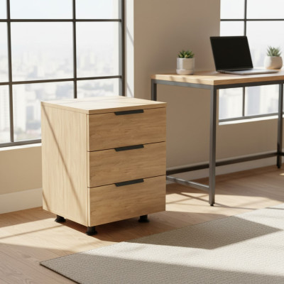 Armoire avec 3 tiroirs pour salon bureau beige