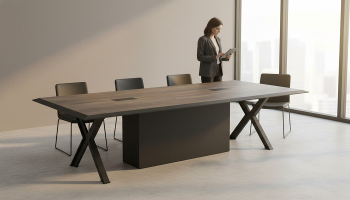 Bureau rectangulaire de bureau gris noir en bois