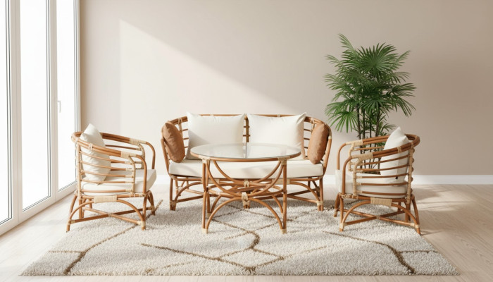 Ensemble de meubles de jardin canapé 2 places table fauteuil véranda groupes de sièges moderne
